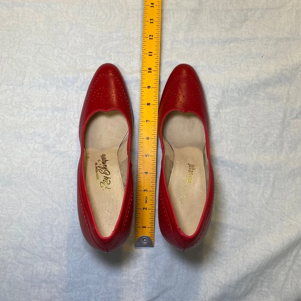 Vintage Johansen Ray Shinger Red Leather Pumps Women's Size 9 Narrow USA